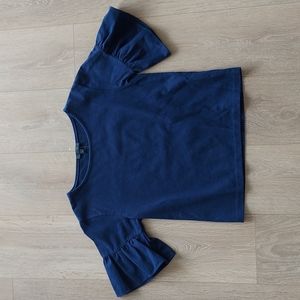 J. Crew - Navy Blue Ruffled T-shirt